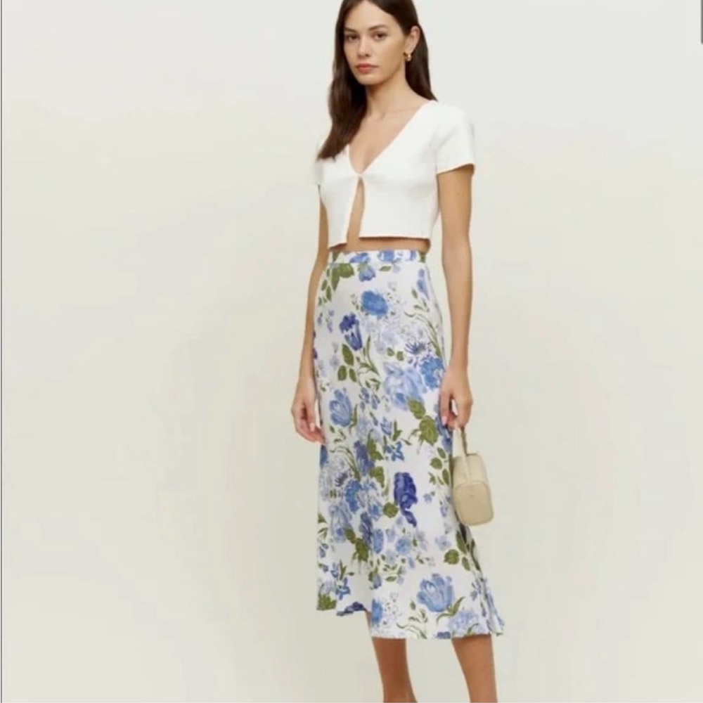 Reformation Bea A-line midi  Skirt Sunnie Lucca Floral Print Size 4